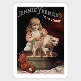 Vintage Girl bathing Dog Sticker